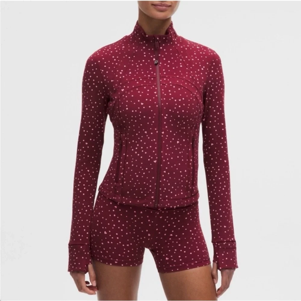 NWT Lululemon Cropped Define Jacket Heart Scatter Burgundy Bay | Size: 6 - Picture 1 of 4